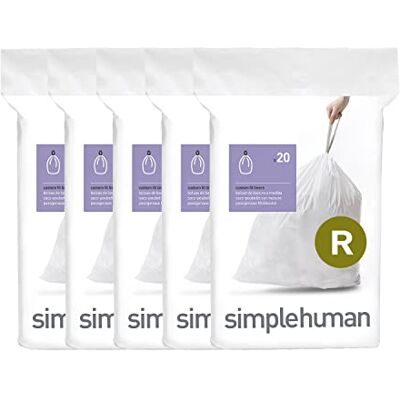 simplehuman Code R Müllbeutel, 10 l, con zug, 100 pezzi, bianco simplehuman Code R Müllbeutel, 10 l, con zug, 100 pezzi, bianco