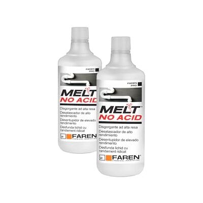 FAREN MELT NO ACID, Disgorgante Liquido Concentrato, Formula Efficace non a base Acida, Veloce e Sicuro, 1Lt (2) FAREN MELT NO ACID, Disgorgante Liquido Concentrato, Formula Efficace non a base Acida, Veloce e Sicuro, 1Lt (2)