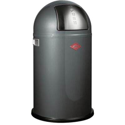 WESCO Pushboy junior, pattumiera in colore grafite, lamiera d'acciaio verniciata a polvere, volume 22 litri, grande aletta in acciaio inox, contenitore interno estraibile WESCO Pushboy junior, pattumiera in colore grafite, lamiera d'acciaio verniciata a polvere, volume 22 litri, grande aletta in acciaio inox, contenitore interno estraibile