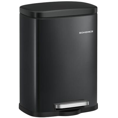 SONGMICS Pattumiera a Pedale da 5 L, in Acciaio, Chiusura Ammortizzata Secchio Spazzatura per Bagno e WC, con Secchio Interno, 29,7 x 21,5 x 18,7 cm, Nero, Collezione PLUSHIC SONGMICS Pattumiera a Pedale da 5 L, in Acciaio, Chiusura Ammortizzata Secchio Spazzatura per Bagno e WC, con Secchio Interno, 29,7 x 21,5 x 18,7 cm, Nero, Collezione PLUSHIC
