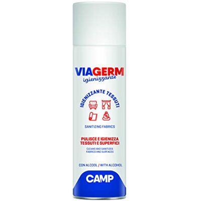 CAMP Viagerm Igienizzante Tessuti Spray Igienizzante Tessuti Sintetici, Naturali e Superfici, Formula a Base d'Alcool, Rimuove Sporco e Germi ed Evapora Velocemente Senza Lasciare Residui, 500ml CAMP Viagerm Igienizzante Tessuti Spray Igienizzante Tessuti Sintetici, Naturali e Superfici, Formula a Base d'Alcool, Rimuove Sporco e Germi ed Evapora Velocemente Senza Lasciare Residui, 500ml