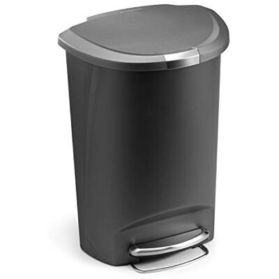 simplehuman cestino semi-rotondo con pedale, pattumiera da cucina, plastica grigia, 50 L simplehuman cestino semi-rotondo con pedale, pattumiera da cucina, plastica grigia, 50 L