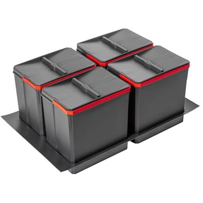 GTV Set di pattumiera AxiSpace, per cassetti e armadi con larghezza 800 mm, set composto da contenitori 4 x 15 l, pattumiera in plastica con particelle di grafene, colore antracite GTV Set di pattumiera AxiSpace, per cassetti e armadi con larghezza 800 mm, set composto da contenitori 4 x 15 l, pattumiera in plastica con particelle di grafene, colore antracite