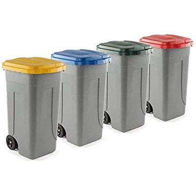 Mobil Plastic Kit 4 bidoni raccolta differenziata 100 lt. Giallo + Blu + Rosso + Verde 4 Pattumiere con ruote incluse Secchi Spazzatura 100 Lt Contenitori Rifiuti Mobil Plastic Kit 4 bidoni raccolta differenziata 100 lt. Giallo + Blu + Rosso + Verde 4 Pattumiere con ruote incluse Secchi Spazzatura 100 Lt Contenitori Rifiuti