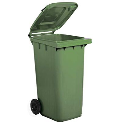 Mobil Plastic Bidone carrellato a due ruote per raccolta differenziata realizzato in PEHD (Polietilene ad alta densità) Capacità 240 litri Verde chiaro Mobil Plastic Bidone carrellato a due ruote per raccolta differenziata realizzato in PEHD (Polietilene ad alta densità) Capacità 240 litri Verde chiaro