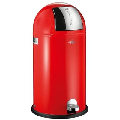 WESCO Kickboy, pattumiera a pedale, colore rosso, lamiera d'acciaio verniciata a polvere, volume 40 litri, pattumiera in acciaio inox, pedana in plastica cromata WESCO Kickboy, pattumiera a pedale, colore rosso, lamiera d'acciaio verniciata a polvere, volume 40 litri, pattumiera in acciaio inox, pedana in plastica cromata