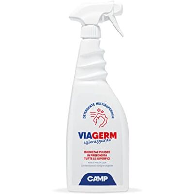 CAMP Viagerm Detergente Multisuperficie Spray Igienizzante Superfici con Alcool, Ideale Come Detergente Bagno, Cucina e Ambienti Domestici, Igienizza e Pulisce A Fondo, Prodotti Pulizia Casa, 750ml CAMP Viagerm Detergente Multisuperficie Spray Igienizzante Superfici con Alcool, Ideale Come Detergente Bagno, Cucina e Ambienti Domestici, Igienizza e Pulisce A Fondo, Prodotti Pulizia Casa, 750ml