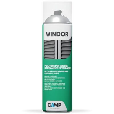 CAMP Windor Spray Pulitore Ravvivante Protettivo, Pulisci Persiane, Finestre, Infissi e Serramenti in PVC Ideale per Lucidare e Ravvivare le Superfici Non Lascia Residui, Made in Italy, 500 ml CAMP Windor Spray Pulitore Ravvivante Protettivo, Pulisci Persiane, Finestre, Infissi e Serramenti in PVC Ideale per Lucidare e Ravvivare le Superfici Non Lascia Residui, Made in Italy, 500 ml