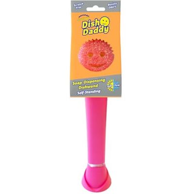Scrub Daddy Dish Daddy, spazzola per piatti che eroga sapone, spugna per lavare con impugnatura liquida, raschietto incorporato e testina di pulizia staccabile, supporto per sgocciolamento, Rosa Scrub Daddy Dish Daddy, spazzola per piatti che eroga sapone, spugna per lavare con impugnatura liquida, raschietto incorporato e testina di pulizia staccabile, supporto per sgocciolamento, Rosa