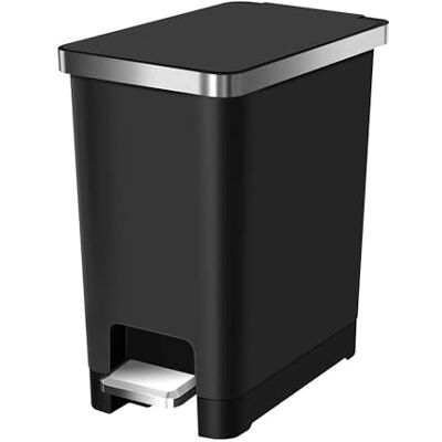 EKO HANA Pattumiera da bagno e cucina nera da 10 litri con pedale e chiusura ammortizzata Pattumiera compatta e moderna per bagno o cucina EKO HANA Pattumiera da bagno e cucina nera da 10 litri con pedale e chiusura ammortizzata Pattumiera compatta e moderna per bagno o cucina