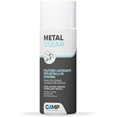 CAMP Metal Clean Schiuma Pulitore Lucidante per Metalli, Rimuove Ossidazioni, Macchie e Ruggine, Ideale per Acciaio Inox, Alluminio, Ottone, Bronzo, Rame e Cromature, Made in Italy, 400ml CAMP Metal Clean Schiuma Pulitore Lucidante per Metalli, Rimuove Ossidazioni, Macchie e Ruggine, Ideale per Acciaio Inox, Alluminio, Ottone, Bronzo, Rame e Cromature, Made in Italy, 400ml