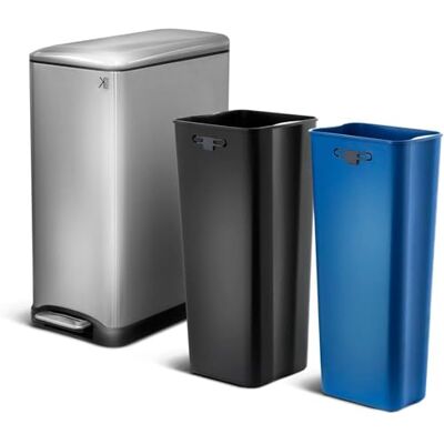 KITCHEN MOVE Bidone per la separazione dei rifiuti 50L EDGE Argento KITCHEN MOVE Bidone per la separazione dei rifiuti 50L EDGE Argento