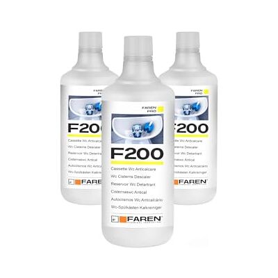 FAREN Disincrostante Anticalcare F200, Elimina Incrostazioni di Calcare dalle cassette di scarico, Sicuro su Plastiche e Gomme, Efficiente ed Economico, 1L (3) FAREN Disincrostante Anticalcare F200, Elimina Incrostazioni di Calcare dalle cassette di scarico, Sicuro su Plastiche e Gomme, Efficiente ed Economico, 1L (3)