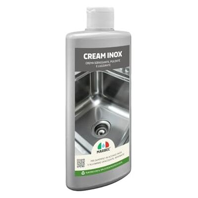 Marbec CREAM INOX 250GR Crema lucidante che pulisce e sgrassa le superfici in acciaio inox, alluminio. Facile e sicuro nell'utilizzo, non lascia aloni. Marbec CREAM INOX 250GR Crema lucidante che pulisce e sgrassa le superfici in acciaio inox, alluminio. Facile e sicuro nell'utilizzo, non lascia aloni.