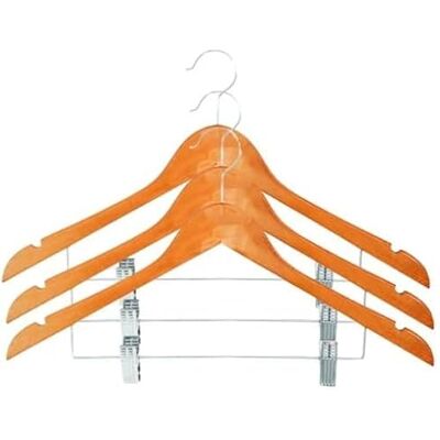 MSV Set di 12 grucce per Pantaloni in Legno massello con Clip Alta Resistenza, Lati curvi, Non Si deforma, Gancio Girevole a 360° 44 cm Beige MSV Set di 12 grucce per Pantaloni in Legno massello con Clip Alta Resistenza, Lati curvi, Non Si deforma, Gancio Girevole a 360° 44 cm Beige