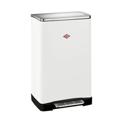 WESCO Big Double Boy Pattumiera in colore bianco opaco, lamiera d'acciaio verniciata a polvere, due inserti separati da 18 litri in plastica, pedana in acciaio inox, fissaggio per sacchetti della WESCO Big Double Boy Pattumiera in colore bianco opaco, lamiera d'acciaio verniciata a polvere, due inserti separati da 18 litri in plastica, pedana in acciaio inox, fissaggio per sacchetti della