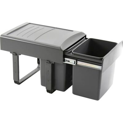 EKOTECH Pattumiera da incasso Mega 40, 2 x 15 litri, in plastica, colore: grigio EKOTECH Pattumiera da incasso Mega 40, 2 x 15 litri, in plastica, colore: grigio
