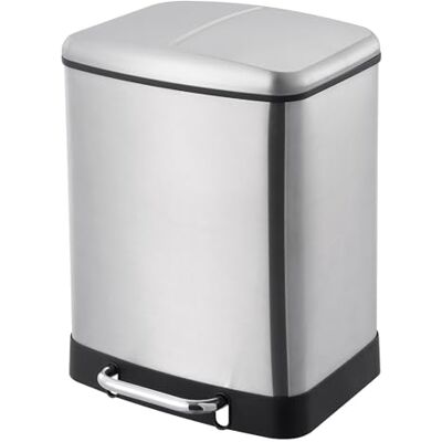 KITCHEN MOVE Pattumiera selettiva a pedale con 2 secchi Capacità 24L (12+12) modello GREENWICH in acciaio inox finitura inox spazzolato coperchio bombato KITCHEN MOVE Pattumiera selettiva a pedale con 2 secchi Capacità 24L (12+12) modello GREENWICH in acciaio inox finitura inox spazzolato coperchio bombato