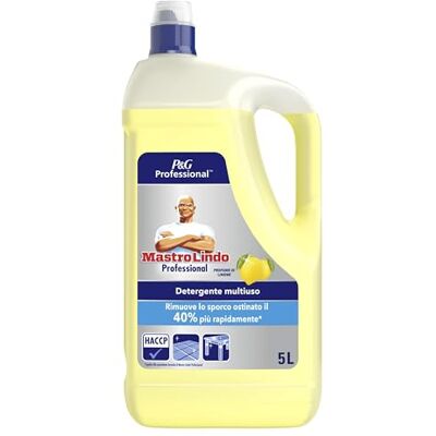 Mastro Lindo PRO Detergente Multiuso, 5L, Limone, Rimuove Lo Sporco Più Ostinato Il 40% Più Velocemente Mastro Lindo PRO Detergente Multiuso, 5L, Limone, Rimuove Lo Sporco Più Ostinato Il 40% Più Velocemente