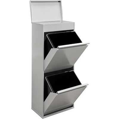 ARREGUI Top CR422-B2 Pattumiera Differenziata 2 Scomparti Grandi 2x23 L (46 L) Contenitore in Acciaio con Cassetto Superiore Mobile per Differenziata Cestino per Spazzatura da Cucina Grigio ARREGUI Top CR422-B2 Pattumiera Differenziata 2 Scomparti Grandi 2x23 L (46 L) Contenitore in Acciaio con Cassetto Superiore Mobile per Differenziata Cestino per Spazzatura da Cucina Grigio