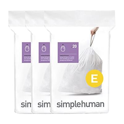 Sacchetti per rifiuti bianchi simplehuman CW0255 - Plastica resistente con doppie cuciture - 60 pezzi Sacchetti per rifiuti bianchi simplehuman CW0255 - Plastica resistente con doppie cuciture - 60 pezzi