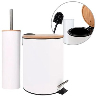 Amig Set Pattumiera e Portascopino Naturline Ø168 x 230 mm Acciaio e Bambù Colore Bianco Set da Bagno Compatto e Coordinato Ideale per Ambienti Moderni e Naturali Amig Set Pattumiera e Portascopino Naturline Ø168 x 230 mm Acciaio e Bambù Colore Bianco Set da Bagno Compatto e Coordinato Ideale per Ambienti Moderni e Naturali
