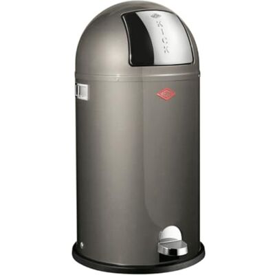 WESCO Kickboy, pattumiera a pedale, colore grafite, lamiera d'acciaio verniciata a polvere, volume 40 litri, pattumiera in acciaio inox, pedana in plastica cromata WESCO Kickboy, pattumiera a pedale, colore grafite, lamiera d'acciaio verniciata a polvere, volume 40 litri, pattumiera in acciaio inox, pedana in plastica cromata