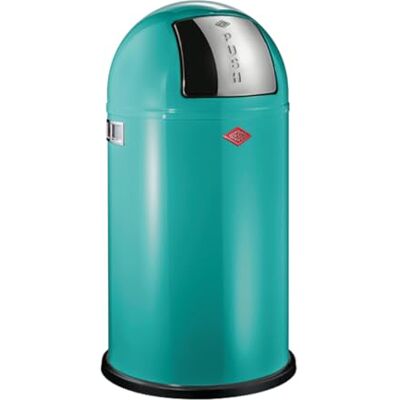 WESCO Pushboy, pattumiera in colore turchese, lamiera d'acciaio verniciata a polvere, volume 50 litri, grande pattumiera in acciaio inox, contenitore interno estraibile WESCO Pushboy, pattumiera in colore turchese, lamiera d'acciaio verniciata a polvere, volume 50 litri, grande pattumiera in acciaio inox, contenitore interno estraibile