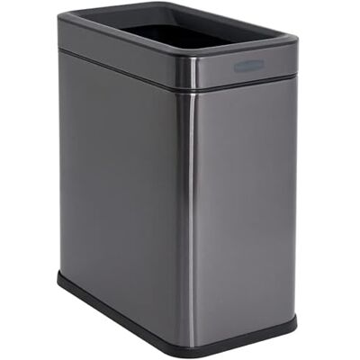 Rubbermaid Cestino per rifiuti in acciaio inox, 2,6 galloni, carbone, cestino da mettere sotto la scrivania per casa/ufficio/bagno Rubbermaid Cestino per rifiuti in acciaio inox, 2,6 galloni, carbone, cestino da mettere sotto la scrivania per casa/ufficio/bagno