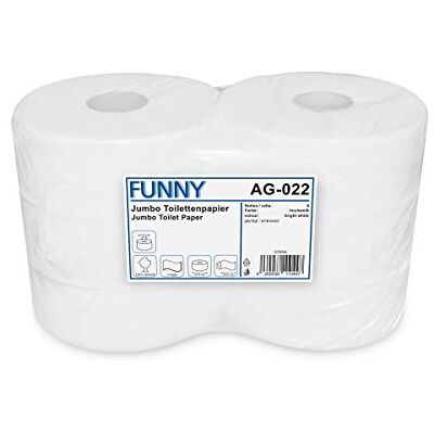Funny AG-022 Carta Igienica Jumbo, 2 Veli, Bianco, Diametro 25cm, Confezioni da 6 Funny AG-022 Carta Igienica Jumbo, 2 Veli, Bianco, Diametro 25cm, Confezioni da 6