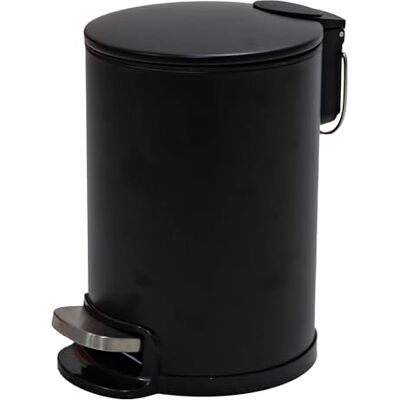 Amig Pattumiera da bagno con pedale 3 litri Colore nero Apertura igienica senza mani Ø16,8 x 25,5 cm Acciaio inox laccato Cestino rotondo con secchio interno rimovibile Amig Pattumiera da bagno con pedale 3 litri Colore nero Apertura igienica senza mani Ø16,8 x 25,5 cm Acciaio inox laccato Cestino rotondo con secchio interno rimovibile