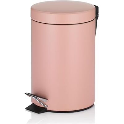 kela cestino per cosmetici rosa 3 l, cestino a pedale in metallo per bagno, cestino da bagno con sacchetto interno e manici per il trasporto, MONACO, rosa antico opaco kela cestino per cosmetici rosa 3 l, cestino a pedale in metallo per bagno, cestino da bagno con sacchetto interno e manici per il trasporto, MONACO, rosa antico opaco