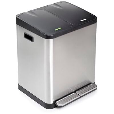 Emuca Contenitore esterno con scomparti, Pattumiera con Pedale per Riciclaggio, chiusura soft, 2 scomparti da 15 litri, Acciaio Inossidabile Emuca Contenitore esterno con scomparti, Pattumiera con Pedale per Riciclaggio, chiusura soft, 2 scomparti da 15 litri, Acciaio Inossidabile