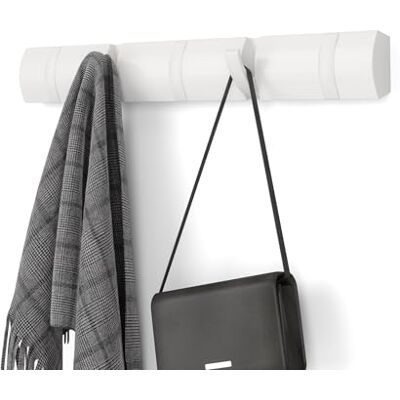 Umbra Flip Appendiabiti da parete in legno con 5 ganci – Bianco/Bianco Umbra Flip Appendiabiti da parete in legno con 5 ganci – Bianco/Bianco