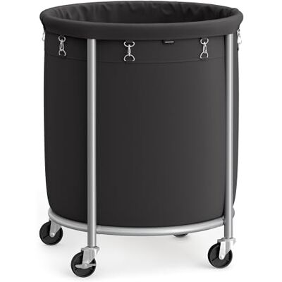 SONGMICS Cesto Portabiancheria con Ruote, Cesta per il Bucato, 170L, Cesto Rotondo con Struttura in Acciaio e Sacco Rimovibile, 4 Ruote e 2 Freni, Nero e Argento SONGMICS Cesto Portabiancheria con Ruote, Cesta per il Bucato, 170L, Cesto Rotondo con Struttura in Acciaio e Sacco Rimovibile, 4 Ruote e 2 Freni, Nero e Argento