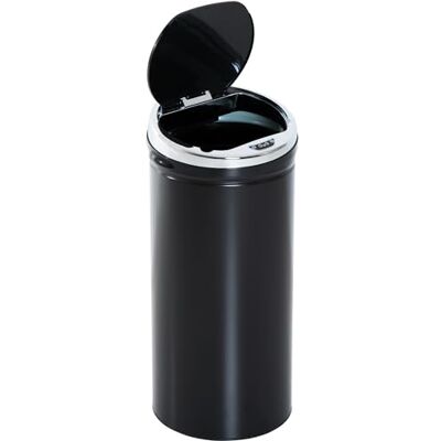 HOMCOM Pattumiera automatica 42L, cestino da cucina in acciaio zincato con sensore di movimento e vassoio interno rimovibile, nero HOMCOM Pattumiera automatica 42L, cestino da cucina in acciaio zincato con sensore di movimento e vassoio interno rimovibile, nero