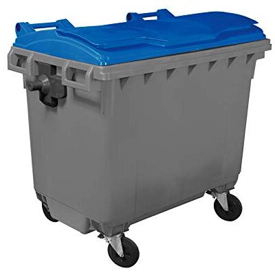 Mobil Plastic Cassonetto 4 ruote porta rifiuti immondizia lt. 1100 Fondo GRIGIO e coperchio BLU Mobil Plastic Cassonetto 4 ruote porta rifiuti immondizia lt. 1100 Fondo GRIGIO e coperchio BLU