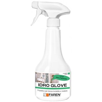 FAREN IDRO GLOVE, Protettivo per Docce Invisibile e Inodore, 500ml Impermeabilizza le Superfici ed Elimina le Infiltrazioni d'acqua nelle fughe FAREN IDRO GLOVE, Protettivo per Docce Invisibile e Inodore, 500ml Impermeabilizza le Superfici ed Elimina le Infiltrazioni d'acqua nelle fughe