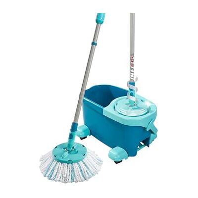 Leifheit Set Clean Twist Disc Mop Ergo mop pavimenti turchese, Lavapavimenti professionale flessibile a 360°, Mop rotante con manico regolabile e rotelle Leifheit Set Clean Twist Disc Mop Ergo mop pavimenti turchese, Lavapavimenti professionale flessibile a 360°, Mop rotante con manico regolabile e rotelle