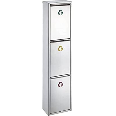 KITCHEN MOVE Pattumiera da cucina tritata selettiva da parete 45L (3x15L) 3 scomparti in acciaio inox spazzolato KITCHEN MOVE Pattumiera da cucina tritata selettiva da parete 45L (3x15L) 3 scomparti in acciaio inox spazzolato