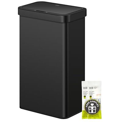 EKO Nova Sensor Pattumiera rettangolare in acciaio INOX con sensore di movimento, capacità 80 litri, colore: nero opaco EKO Nova Sensor Pattumiera rettangolare in acciaio INOX con sensore di movimento, capacità 80 litri, colore: nero opaco