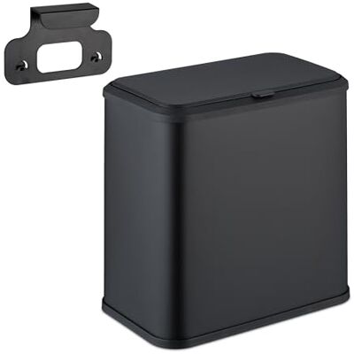 Relaxdays Piccolo Bidone sospeso - 5L - Nero - Cucina e bagno Relaxdays Piccolo Bidone sospeso - 5L - Nero - Cucina e bagno