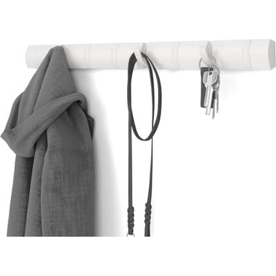 Umbra Flip Appendiabiti da parete in legno con 8 ganci – Bianco/Bianco Umbra Flip Appendiabiti da parete in legno con 8 ganci – Bianco/Bianco