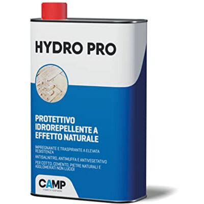 CAMP Hydro Pro- Protettivo Idrorepellente Universale a Base Solvente, Impermeabilizzante Terrazzi, Pavimenti e Facciate ad Azione Antimuffa Protegge i Materiali da Acqua e Umidità, Made in Italy, 1l CAMP Hydro Pro- Protettivo Idrorepellente Universale a Base Solvente, Impermeabilizzante Terrazzi, Pavimenti e Facciate ad Azione Antimuffa Protegge i Materiali da Acqua e Umidità, Made in Italy, 1l
