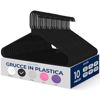 SereneLife Set di 10 Grucce Appendiabiti Premium in Plastica, Salvaspazio, Ultra Sottili e Resistenti, Stampelle Armadio e Appendiabiti Antiscivolo per Abiti, Maglioni e Vestiti da Bambini SereneLife Set di 10 Grucce Appendiabiti Premium in Plastica, Salvaspazio, Ultra Sottili e Resistenti, Stampelle Armadio e Appendiabiti Antiscivolo per Abiti, Maglioni e Vestiti da Bambini