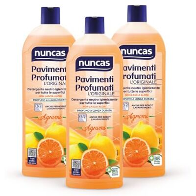 Nuncas Pavimenti Profumati Detergente Pavimenti, Agrumi, Multipack, Confezione da 3 x 1 litri Nuncas Pavimenti Profumati Detergente Pavimenti, Agrumi, Multipack, Confezione da 3 x 1 litri