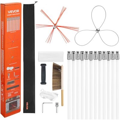 VEVOR Kit Pulizia Stufa a Pellet, Spazzola per Camino Estensibile Fino a 12 m, Spazzacamino con Doppie Testine, Spazzola e Occhiali, Strumento per la Pulizia del Camino per Rettangolari e ad Arco VEVOR Kit Pulizia Stufa a Pellet, Spazzola per Camino Estensibile Fino a 12 m, Spazzacamino con Doppie Testine, Spazzola e Occhiali, Strumento per la Pulizia del Camino per Rettangolari e ad Arco