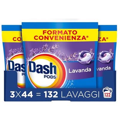 Dash Pods Detersivo Lavatrice In Capsule, 132 Lavaggi (3x44), Lavanda, Rimuove Le Macchie, Igienizza, Dona Freschezza, Brillantezza Per I Capi Dash Pods Detersivo Lavatrice In Capsule, 132 Lavaggi (3x44), Lavanda, Rimuove Le Macchie, Igienizza, Dona Freschezza, Brillantezza Per I Capi