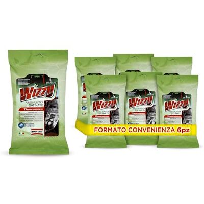 AREXONS WIZZY Pulisci Plastica Satinato, 15 Salviettine Umidificate e Profumate per Superfici Interne in Plastica, Usa e Getta, Panni Imbibiti Rimuovi Sporco, 6 Pezzi AREXONS WIZZY Pulisci Plastica Satinato, 15 Salviettine Umidificate e Profumate per Superfici Interne in Plastica, Usa e Getta, Panni Imbibiti Rimuovi Sporco, 6 Pezzi