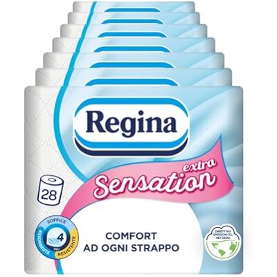 Regina Sensation Extra, 28 Rotoli di Carta Igienica a 4 Veli Regina Sensation Extra, 28 Rotoli di Carta Igienica a 4 Veli